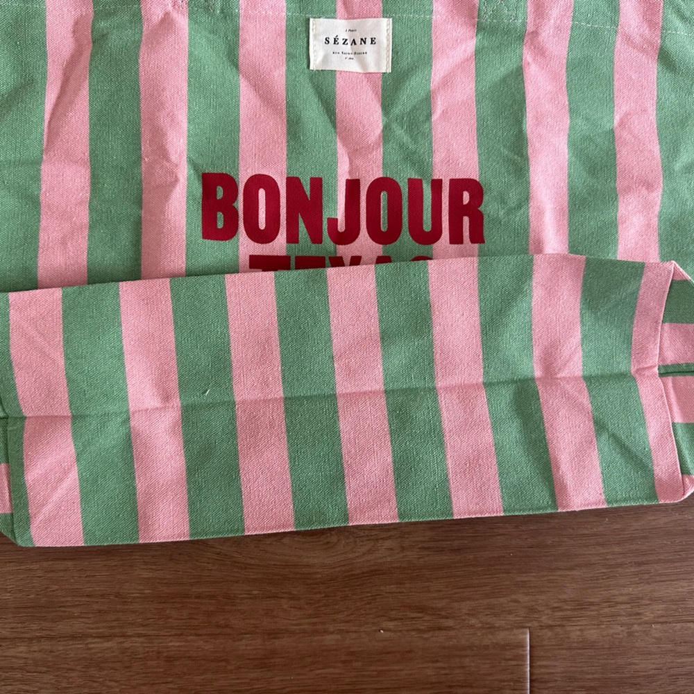 NEW Sezane Bonjour Texas Cotton Tote Bag - Picture 3 of 6